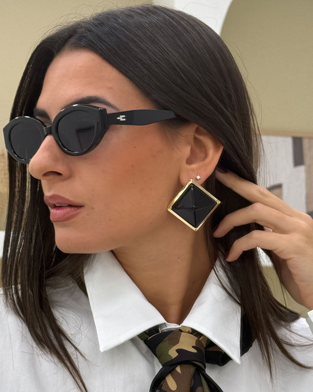 Orecchini Geometric Nero