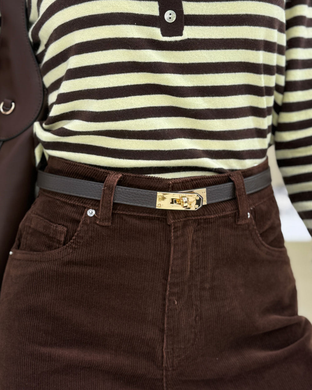 Cintura H vera pelle Marrone