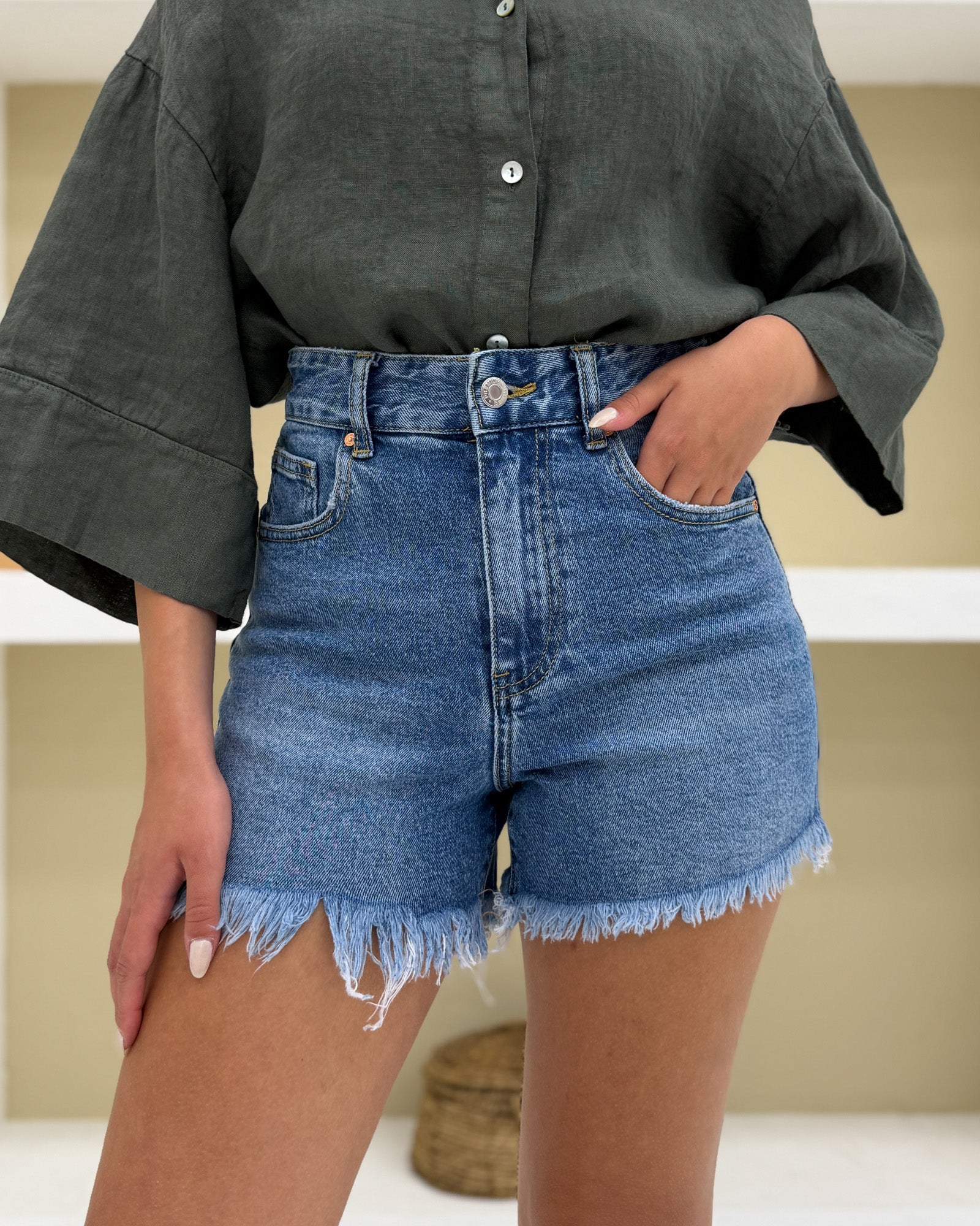 Shorts sfrangiato H7000-1 Celeste